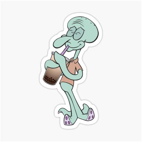 Squidward Boba Sticker For Sale By Yawnni Redbubble
