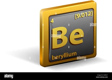 Elemento Químico De Berilio Símbolo Químico Con Número Atómico Y Masa