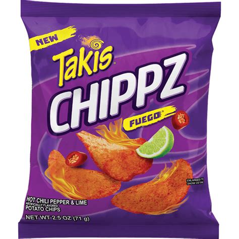 Takis Chippz Fuego Hot Chili Pepper And Lime Traditional Potato Chips