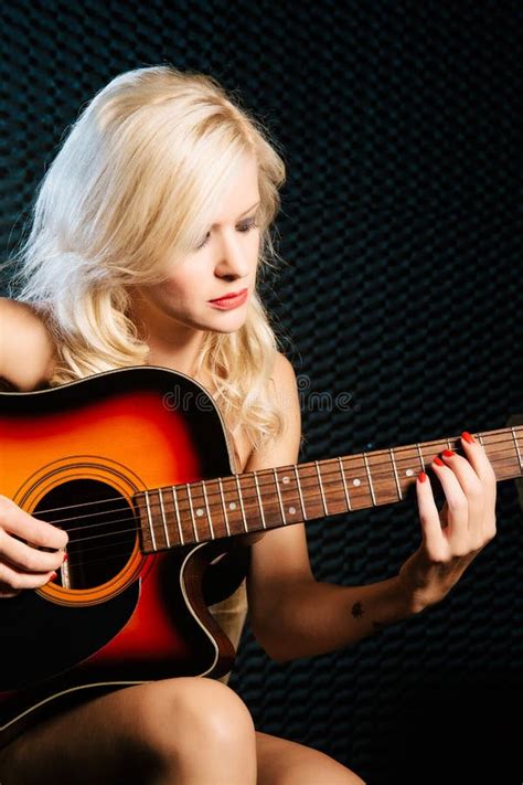 Naked Musician Woman With Acustic Guitar Stock Photo Image Of