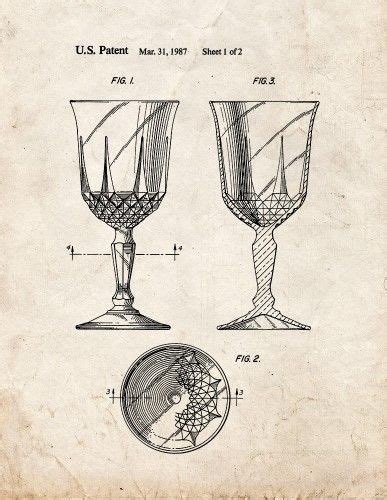 Wine Red Glass Patent Print Art Poster Old Look 20 X 24 Wine Poster Patent Art Patent