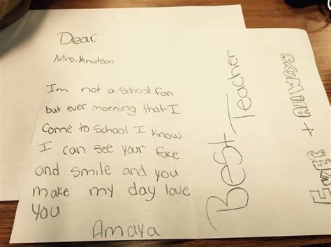 Short Thank You Letter For Teacher Letter To Teacher Teacher Thank