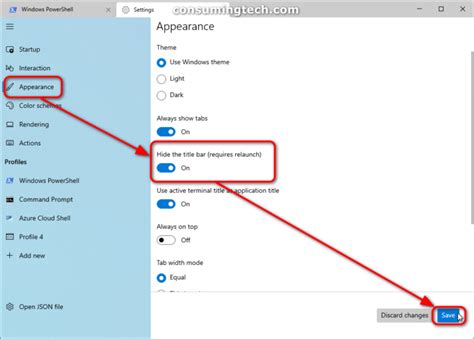 Hideshow Title Bar For Windows Terminal App In Windows 10 Consuming Tech