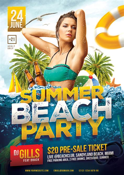 New Summer Beach Party Psd Flyer Templates Creative Design My Xxx Hot