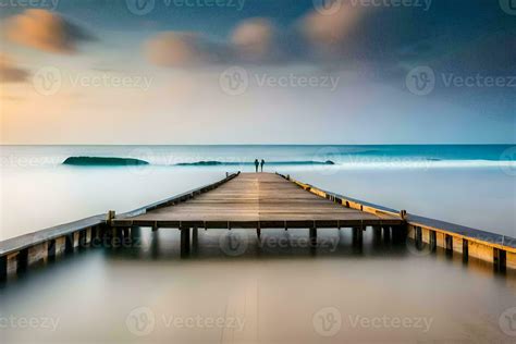 A Long Pier Stretches Into The Ocean At Sunset Ai Generated 31946634