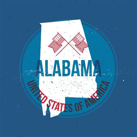 Map Of Alabama State Label Vector Illustration Decorative Design Stock