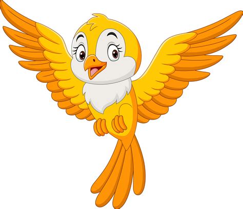 Cartoon Cute Yellow Bird Flying Vector Art At Vecteezy
