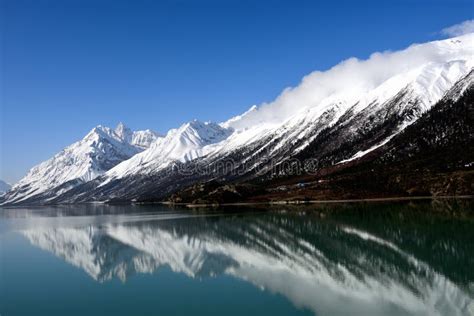 Ranwu Lake In Tibet Snow Mountain Stock Image Image Of River Morning