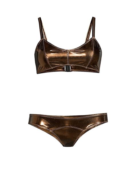 Buy Lisa Marie Fernandez Genevieve Metallic 2 Piece Bikini Set Chocolate At 75 Off Editorialist