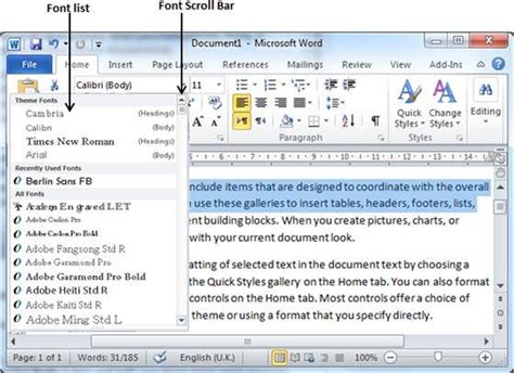 Word Setting Text Fonts And Size In Word Tutorial Desk
