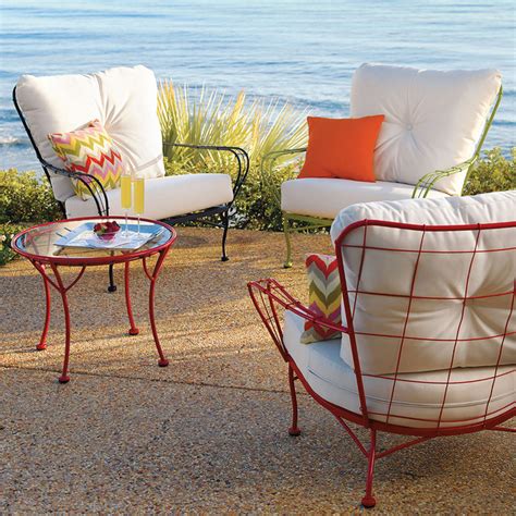 Shop target for modern outdoor target/patio & garden/outdoor ideas/armless chairs : Hudson Metal Chair with White Cushion - Contemporary ...