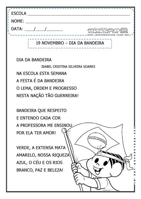 Alfabetizar Com Amor 19 De Novembro Dia Da Bandeira Poema E Atividades Para O 1º Ano