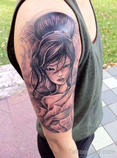 Geisha Girl Tattoo On Shoulder Tattoos Designs