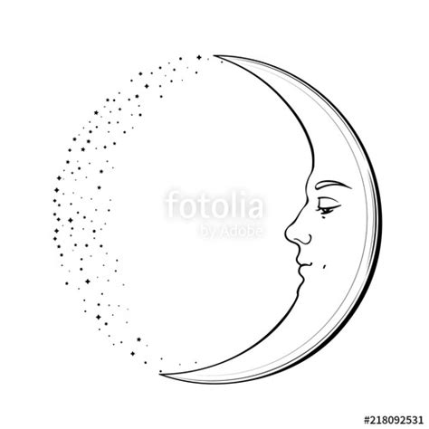 Crescent Moon Face Drawing At Explore Collection