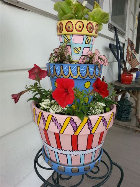 My Fun Whimsical Stacking Flower Pots Flower Pots Outdoor Gardens