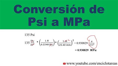 If ppsi = 1 then pkpa = 6.8947572824651 kpa. Convertir de Psi a MPa - YouTube