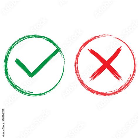 Tick And Cross Signs Green Checkmark Ok And Red X Icons Isolated On