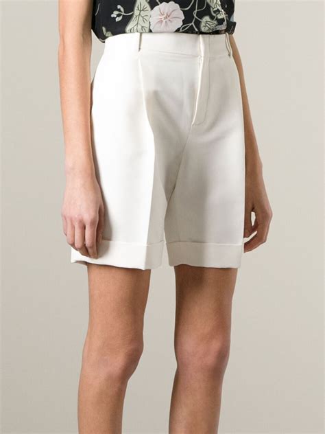 gucci pleated bermuda shorts in white lyst