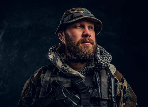 Portrait Of A Special Forces Soldier In The Military Camouflaged