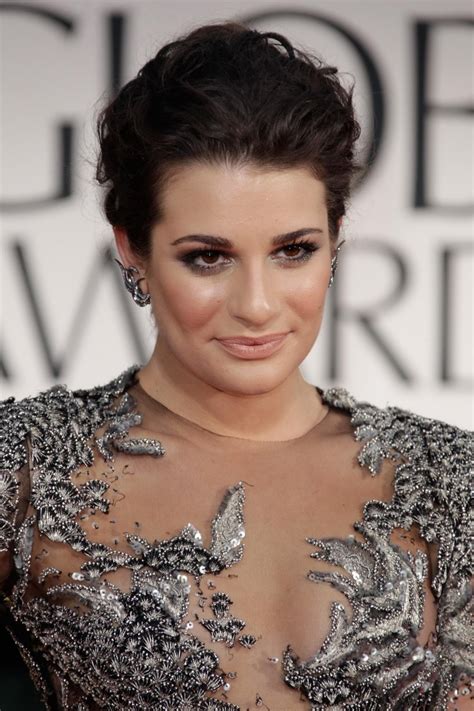 Lea Michele Wearing See Through Lace Dress At The Golden Globes 2012