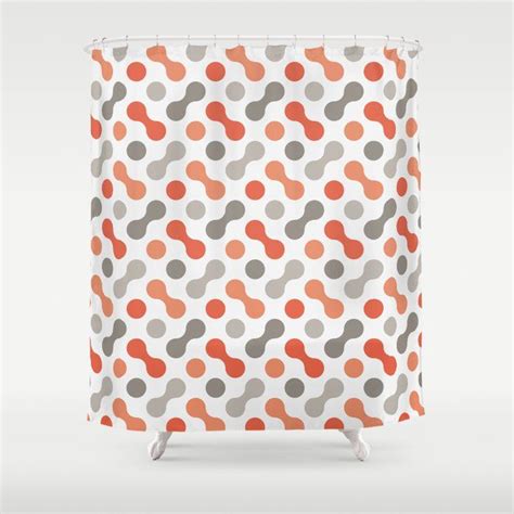 Colorful Shapes Coral And Gray Shower Curtain By Elena Lents Gray