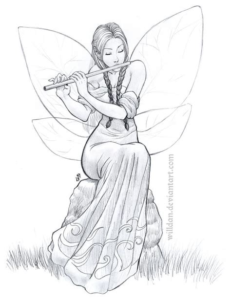 Flutist Fairy By Danramosart On Deviantart Fairy Drawings Music
