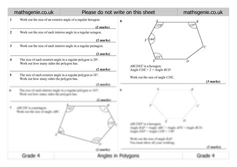 Angles Of Polygon Worksheet