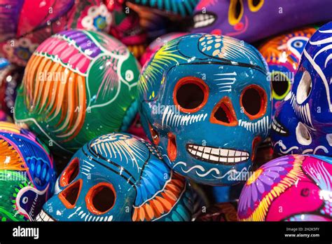 Colorful Decoration Skull Ceramic Of Death Symbol In The Market Day Of