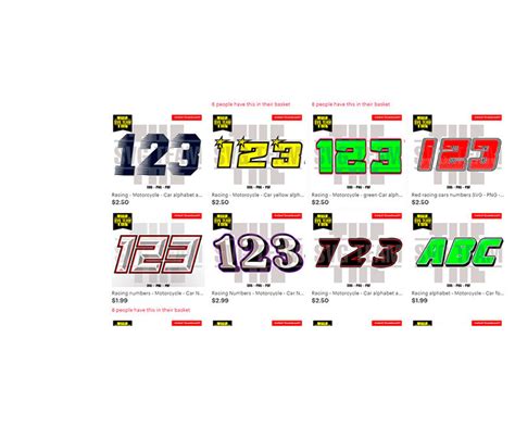 Racing Nascar Motorcycle Car Numbers 0 9 Svg Png Pdf Etsy Uk