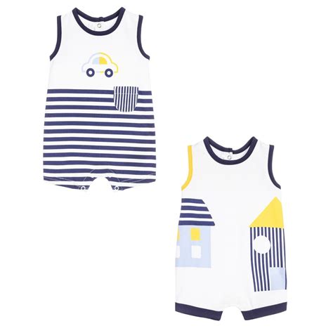 Mayoral Newborn White And Blue Shorties 2 Pack Childrensalon Outlet