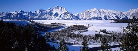 Mountains Landscapes Winter Snow Forest Wyoming Tetons
