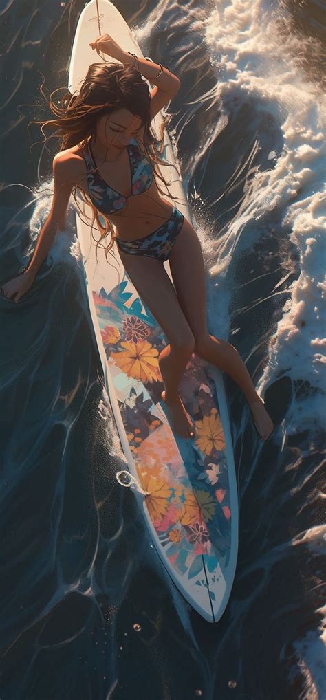 Hyper Realistic Surfing Girl By AI Follow For More Ai Generated