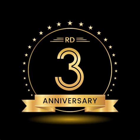 Premium Vector 3rd Anniversary Logo Design Golden Number Concept