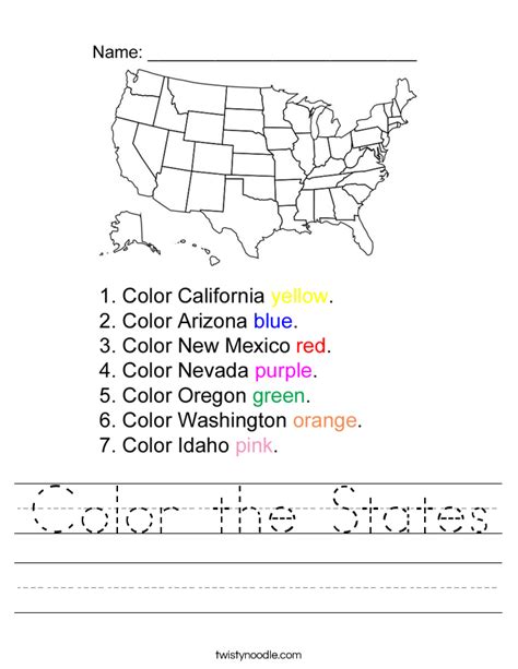 United State Map Worksheet