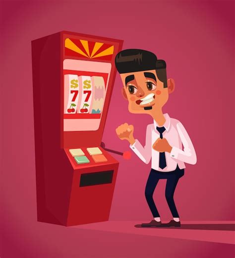 Premium Vector Man Character Play In Slot Machine Flat Cartoon