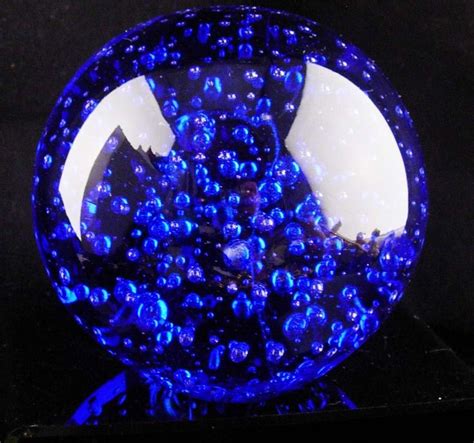 Vintage Cobalt Blue Big Paperweight Water Bubbles Globe Etsy Glass
