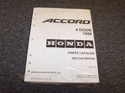 1998 Honda Accord Sedan Factory Parts Catalog Manual Dx Lx Ex 23l 30l