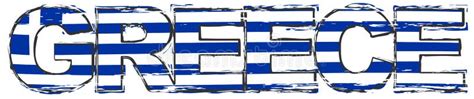 Word Greece With Greek National Flag Under It Distressed Grunge Look