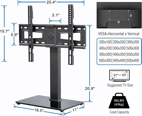 Buy Mountup Universal Tv Stand Table Top Tv Stands For 37 To 70 Inch