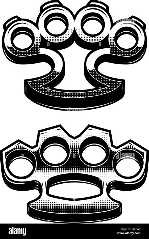 Set Of Brass Knuckle Illustrations Design Element For Logo Label