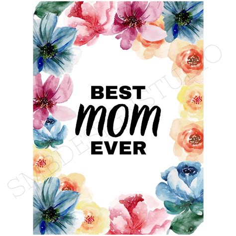 Best Mom Ever Printable Greeting Card Etsy
