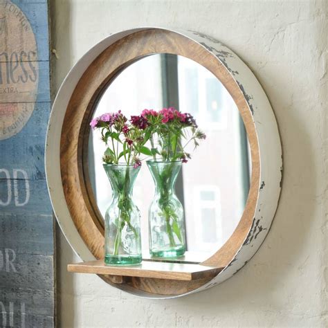 Diy bathroom mirror with shelf using wood palleta simple and cute bathroom mirror with shelf using wood pallet for our bathroom. Vintage Industrial Porthole Mirror With Shelf By The ...