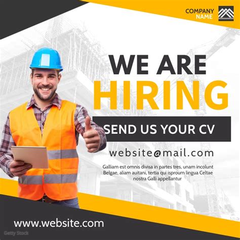 Copy Of Construction Workers Hiring Template Design Postermywall