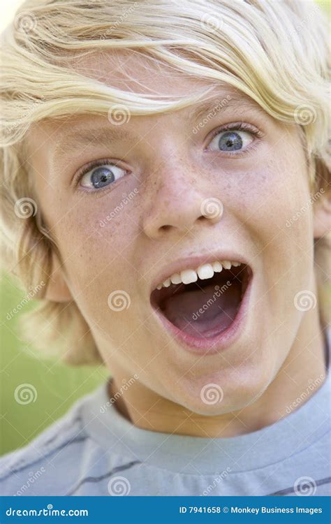 Teenage Boy Looking Excited Stock Photo Image Of Portraits Blond
