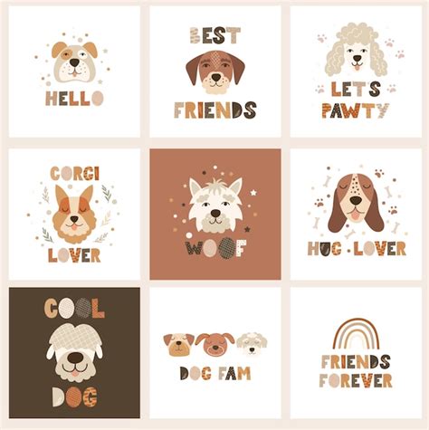 Premium Vector Dogs Poster Set Vector Illustration