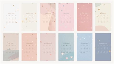 Free Vector Aesthetic 2022 Monthly Calendar Template Iphone