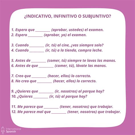 Indicativo Infinitivo Subjuntivo Teaching Spanish Spanish Free