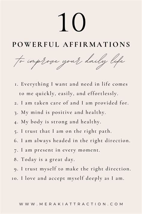 Powerful Affirmations To Improve Your Daily Life Positive Self