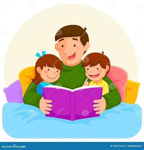Bedtime Story With Dad Stock Vector Illustration Of Characters 100151214