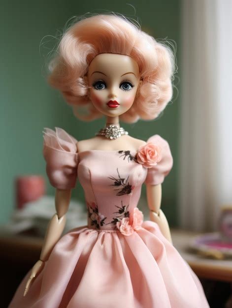 Premium Ai Image A Beautiful Stylish Blonde Doll Wearing A Pink Dress